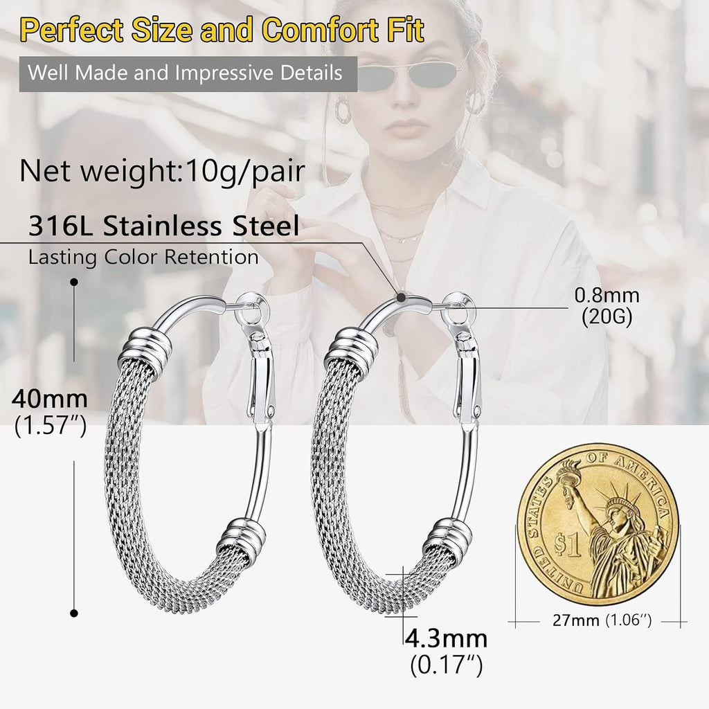 PROSTEEL 12\/16\/24\/32\/40 Pulgadas Aretes de Aro Gruesos para Muj...