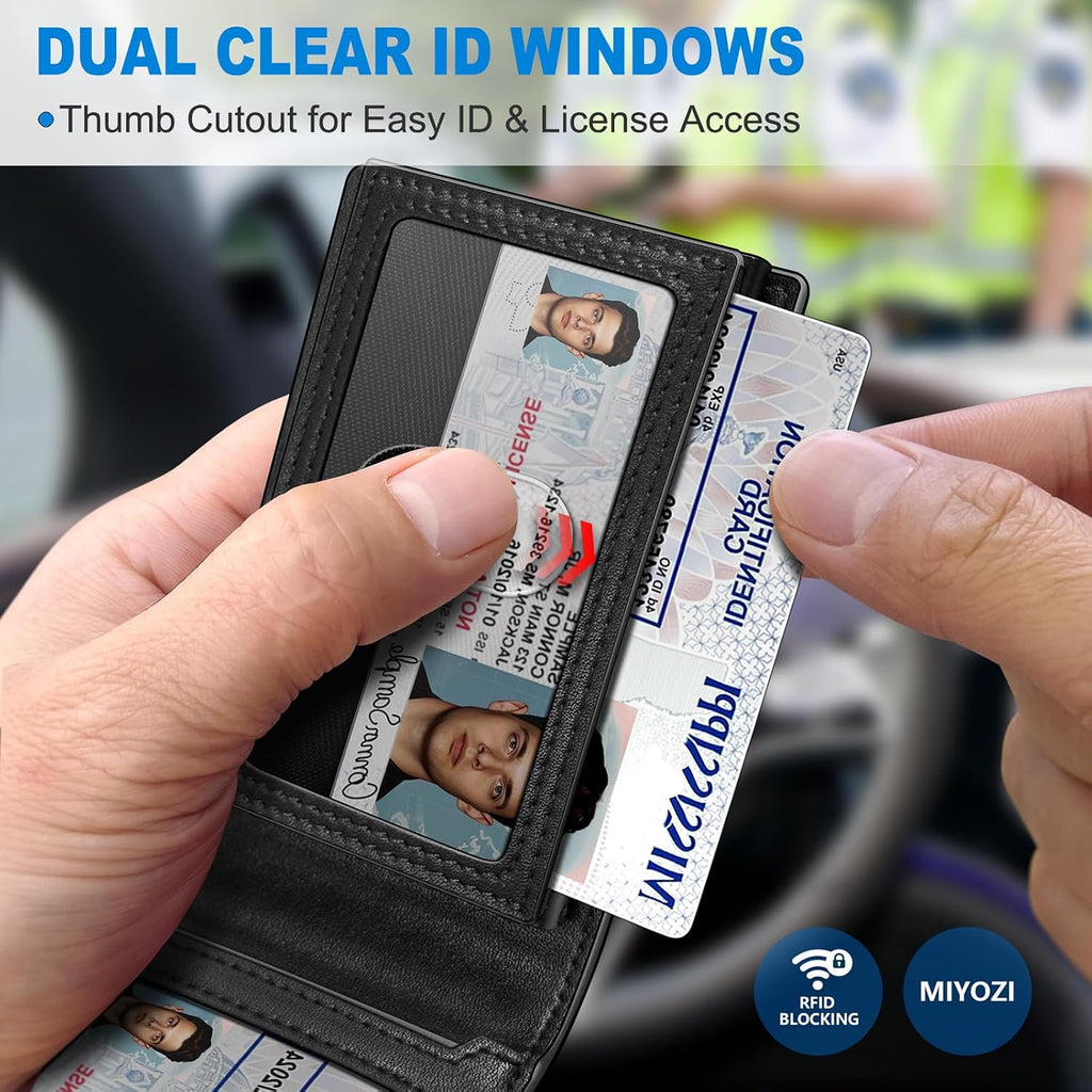 miyozi Cartera para hombre, tarjetero desplegable con bloqueo RFID,...