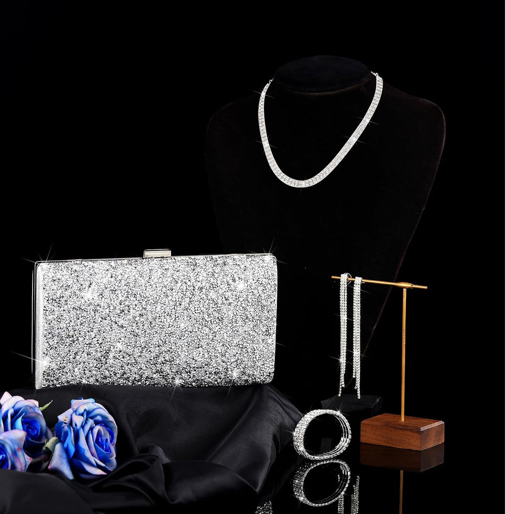 Kigeli 4 Pcs Rhinestone Jewelry Set