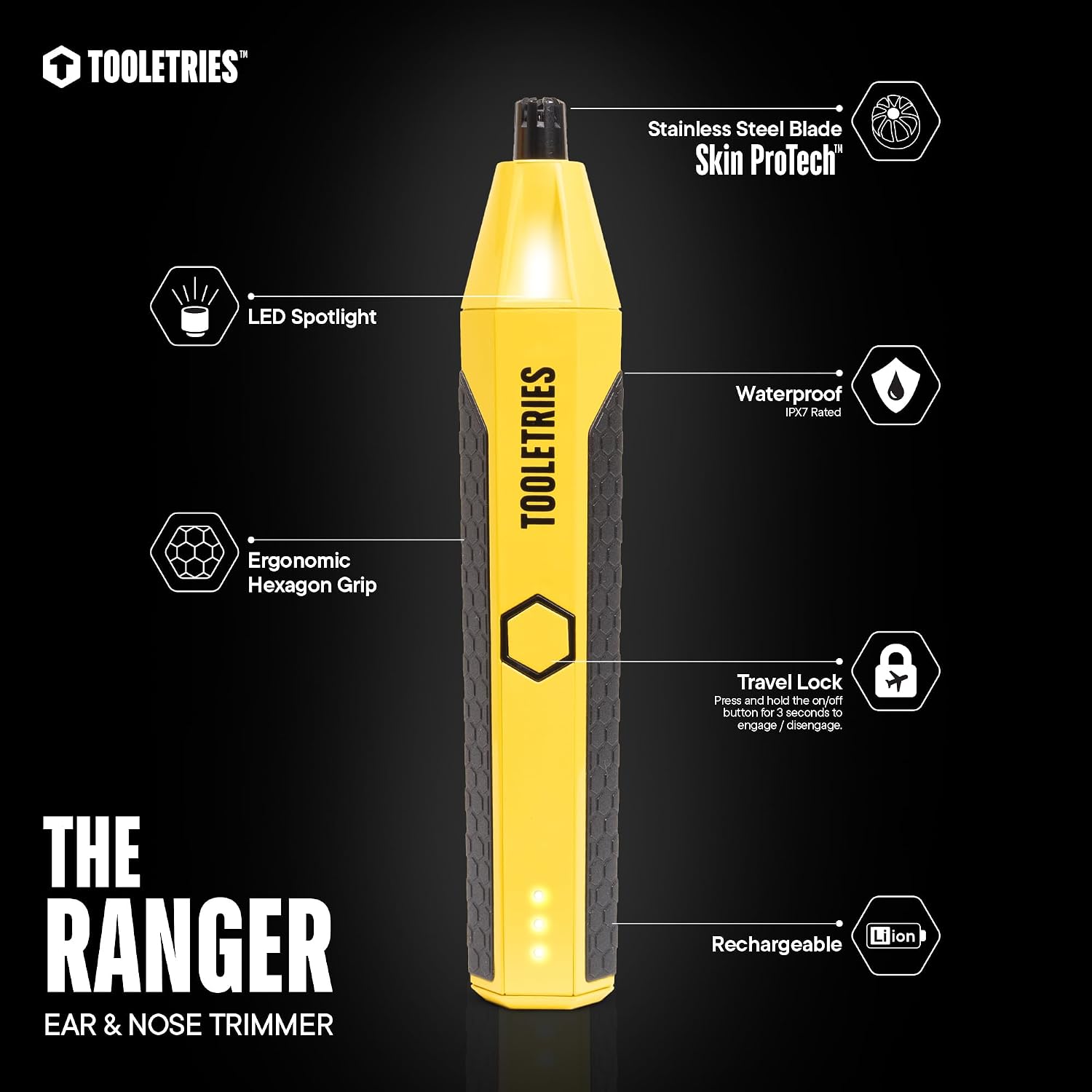 TOOLETRIES The Ranger - Recortadora eléctrica de nariz y orejas par...