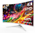 CRUA Monitor curvo blanco de 32 pulgadas, 4K UHD (3840 x 2160P) pan...
