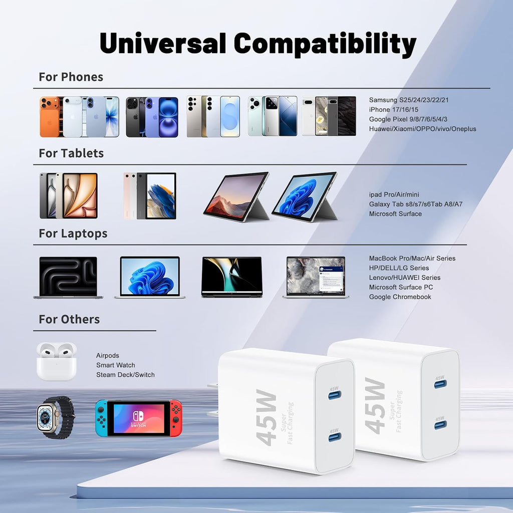 QZIIW Cargador para iPhone 17, 16, 15 Pro Max, carga rápida, 45 W,...