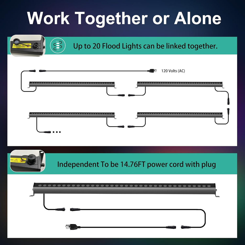 Umidkin - Barra de luz LED enlazable al aire libre que cambia de co...