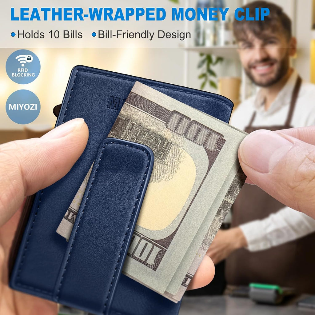 miyozi Billetera para hombre, magnética minimalista delgada con sop...