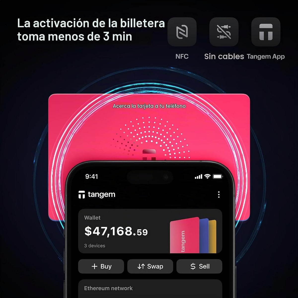 TANGEM Crypto Wallet Pack de 3 - Almacenamiento en frío de confianz...