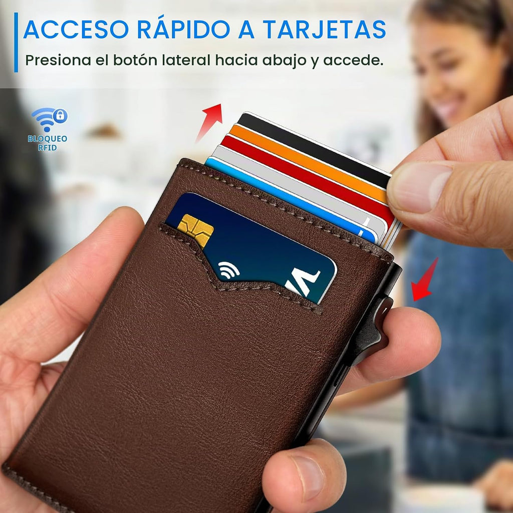 Cartera miyozi para hombre, con bolsillo para billetes, 2 ventanas...
