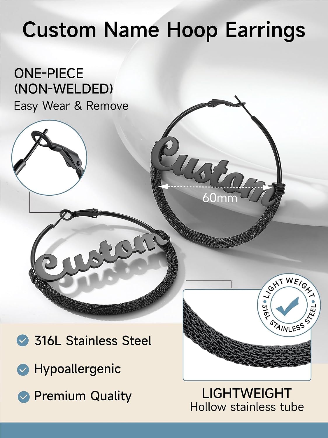 PROSTEEL 12\/16\/24\/32\/40 Pulgadas Aretes de Aro Gruesos para Muj...