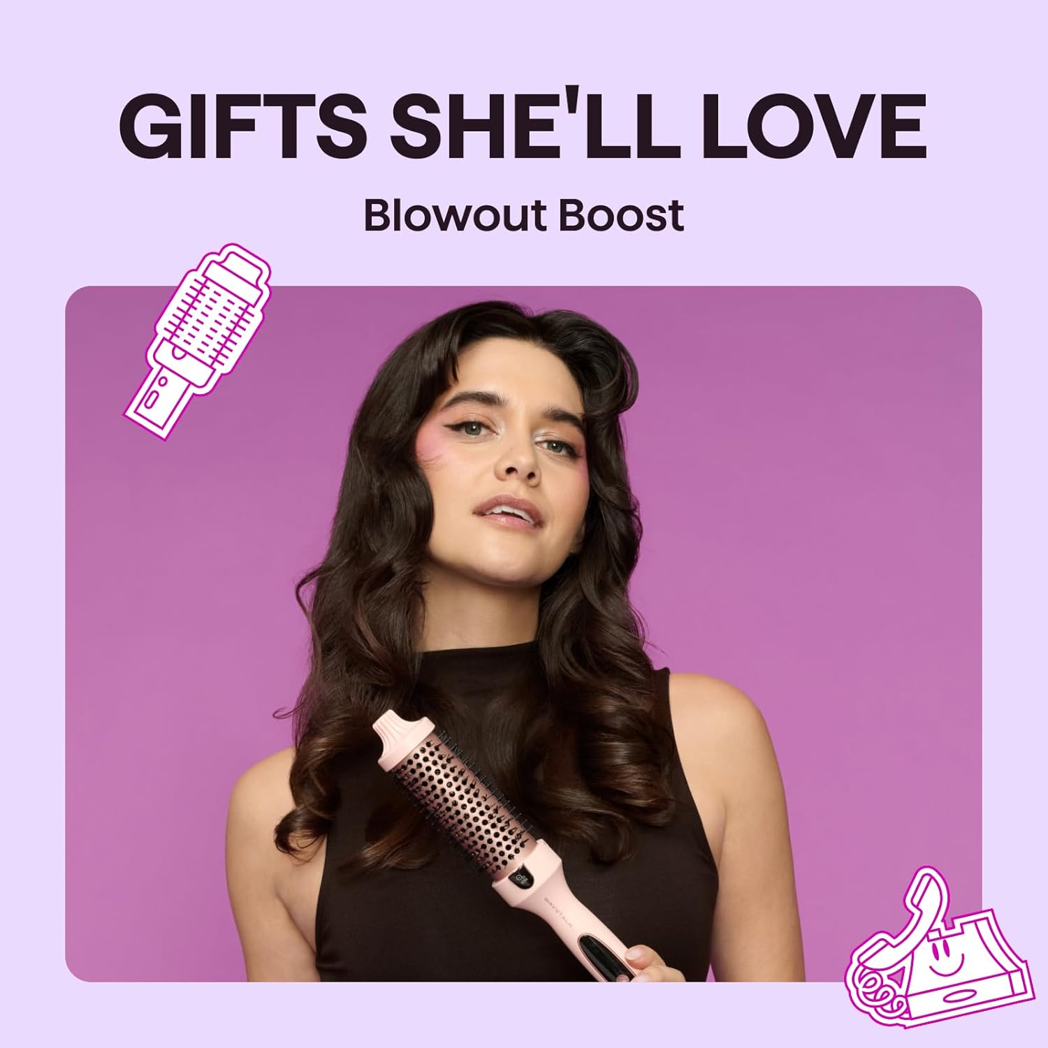 Wavytalk Cepillo térmico Blowout Boost Grande, cepillo redondo cale...