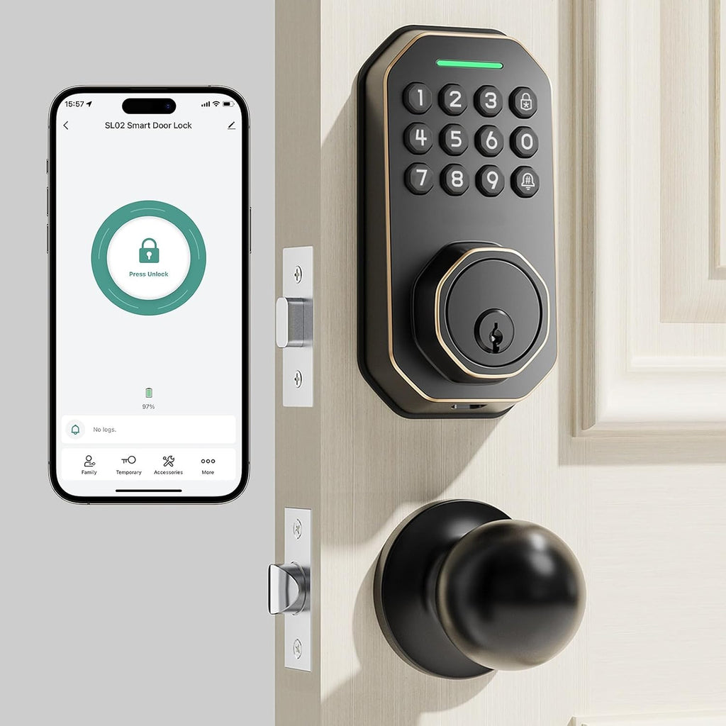 Ulecoce SL02A Cerradura de puerta de entrada sin llave con juego de...