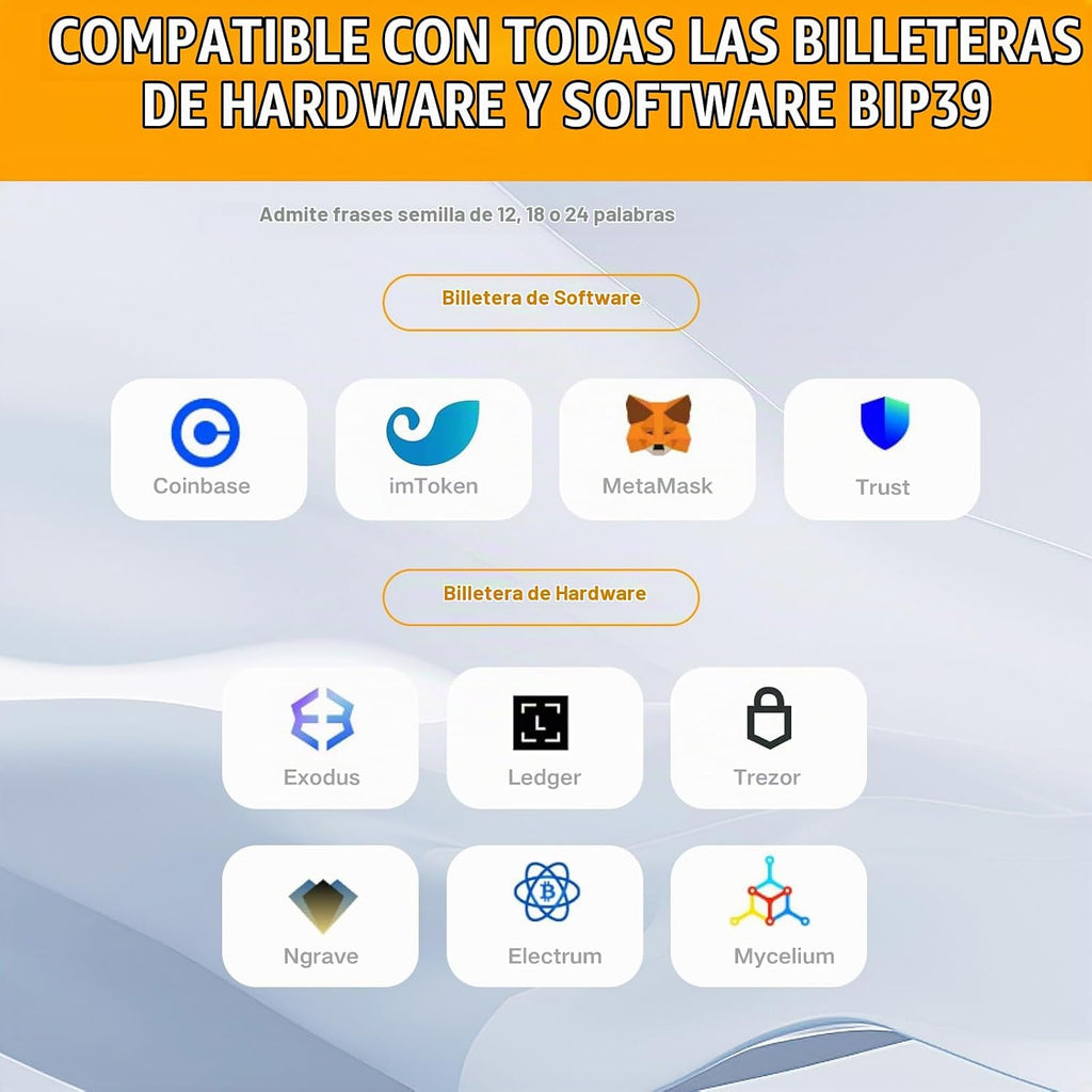 Crypto Seed Phrase Storage-Placa de frases de metal de acero inoxid...