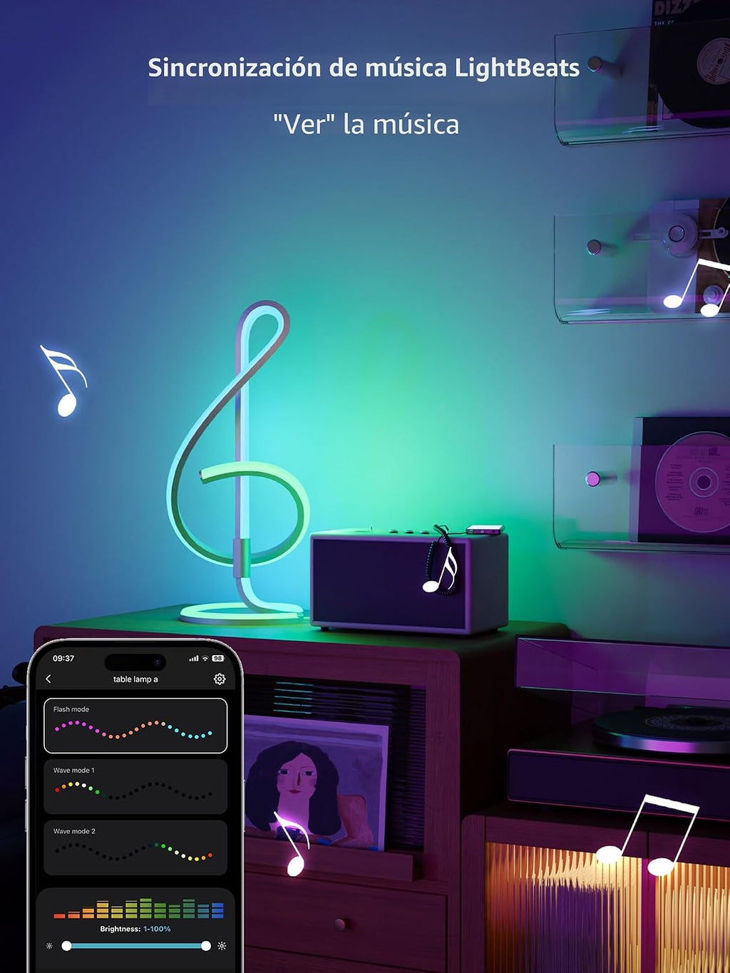 Lámpara de mesa inteligente Lepro TB2 AI, lámparas LED RGB+IC direc...