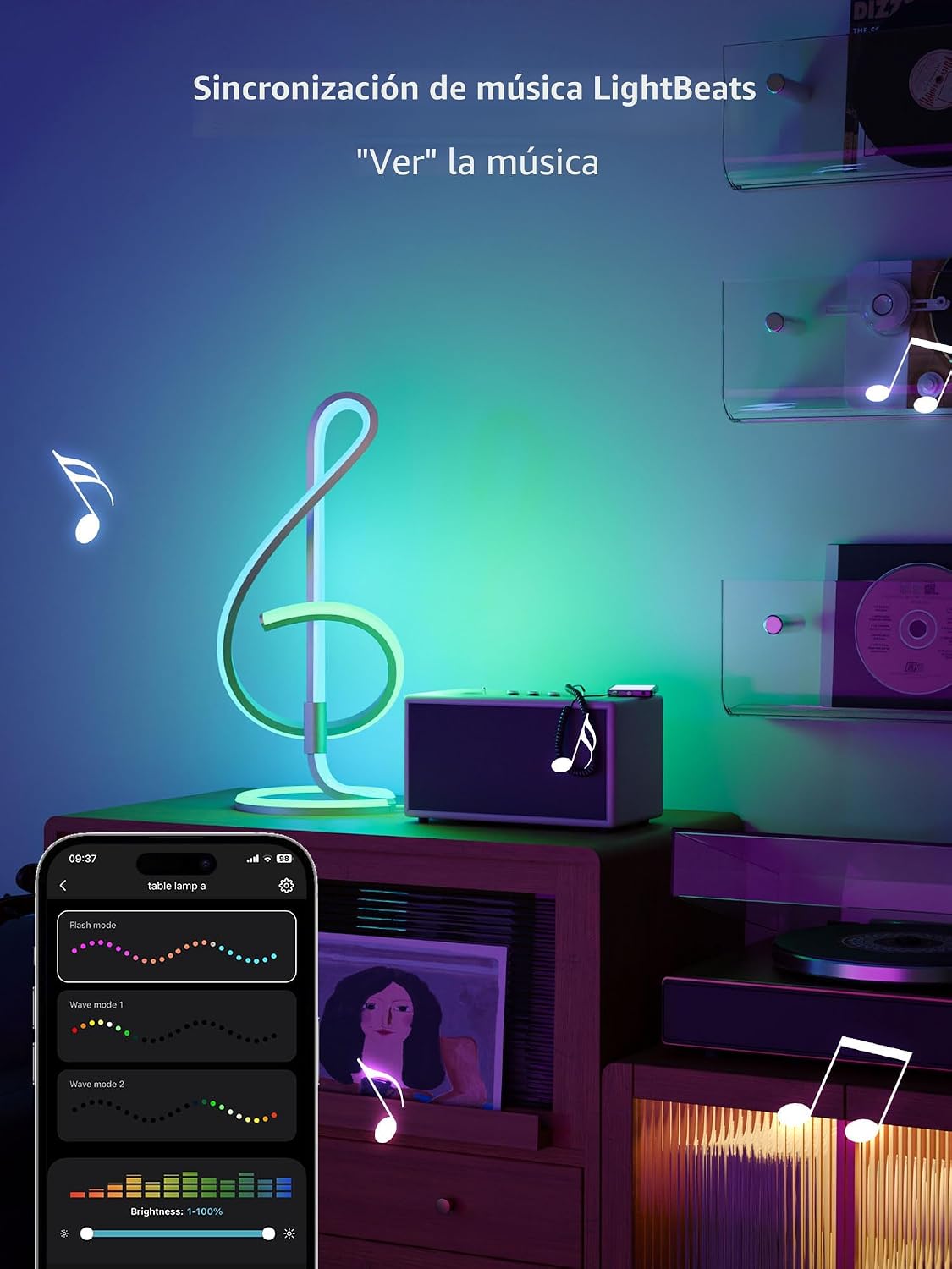 Lámpara de mesa inteligente Lepro TB2 AI, lámparas LED RGB+IC direc...