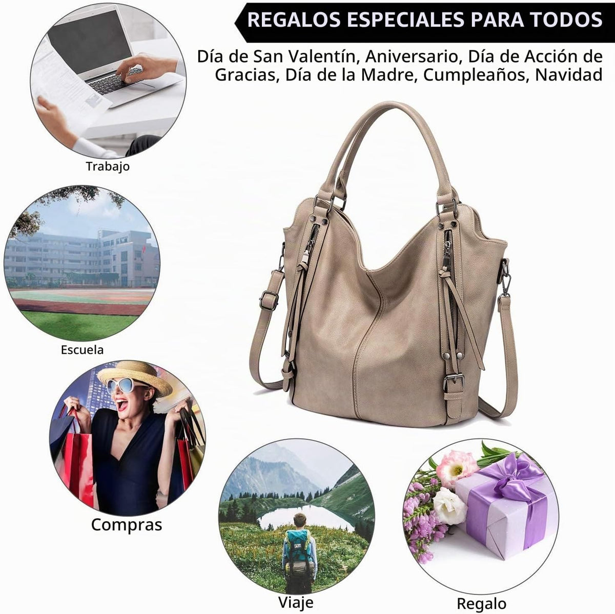 Bolso de mano para mujer Realer de piel sintética, bolsos de hombro...