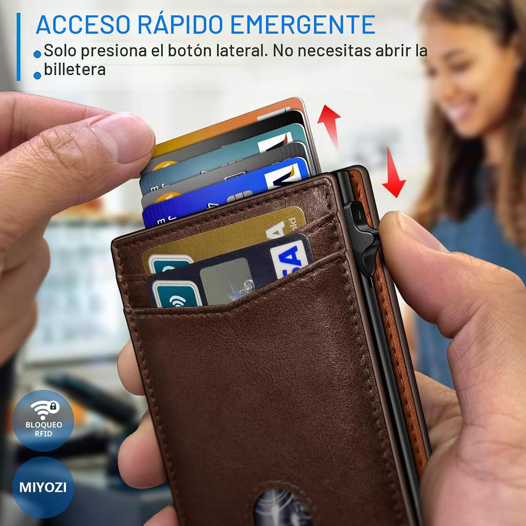 miyozi Cartera para hombre, tarjetero desplegable con bloqueo RFID,...