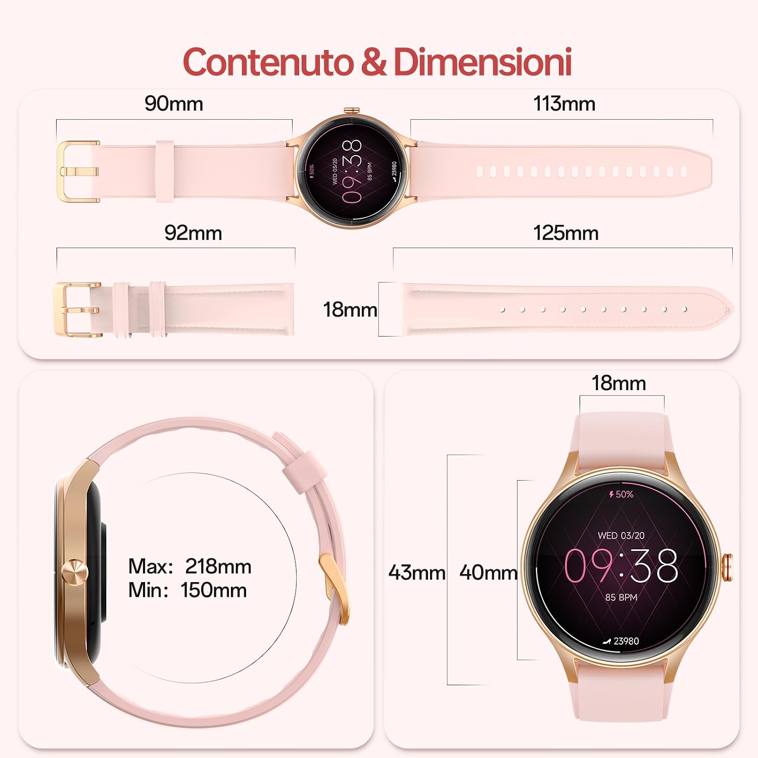 Woneligo Reloj inteligente, reloj AMOLED de fitness con pantalla tá...