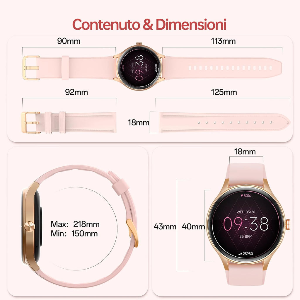 Woneligo Reloj inteligente, reloj AMOLED de fitness con pantalla tá...