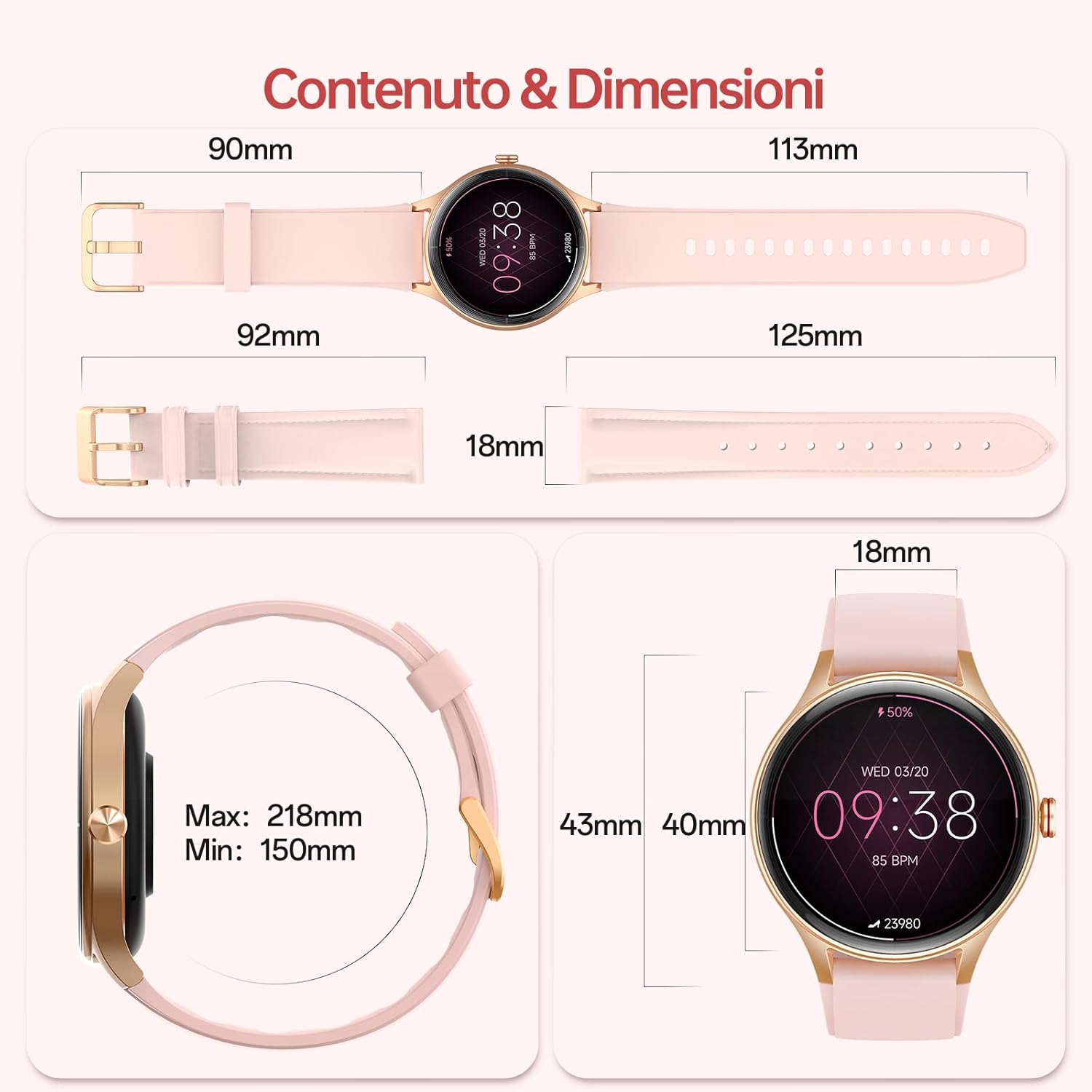 Woneligo Reloj inteligente, reloj AMOLED de fitness con pantalla tá...