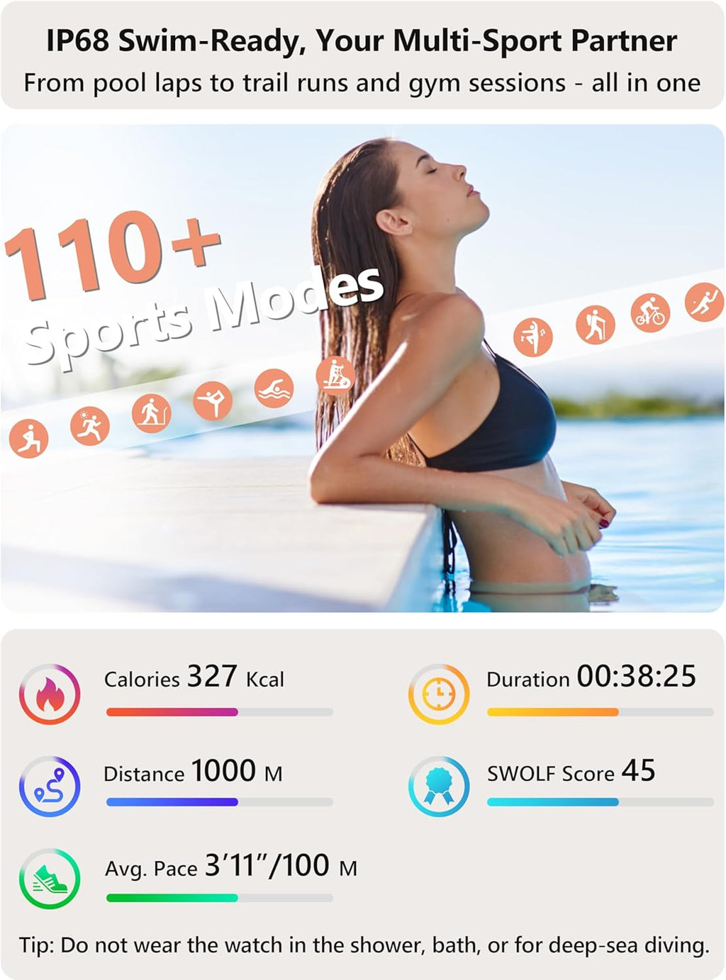 Reloj inteligente para mujer y hombre Android y iPhone [2 bandas, c...