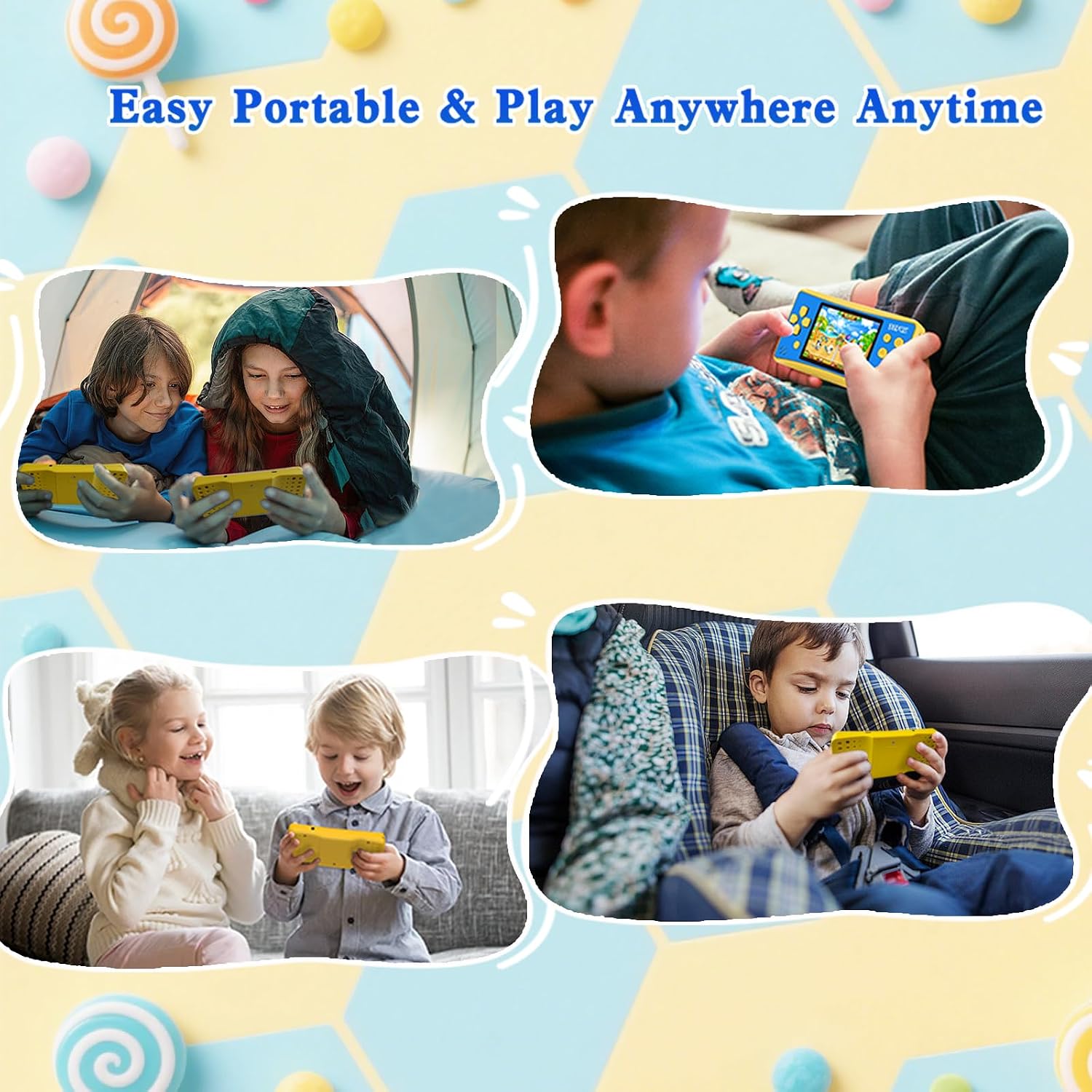 JJFUN Consola de juegos portátil para niños: pantalla de 3.2 pulgad...