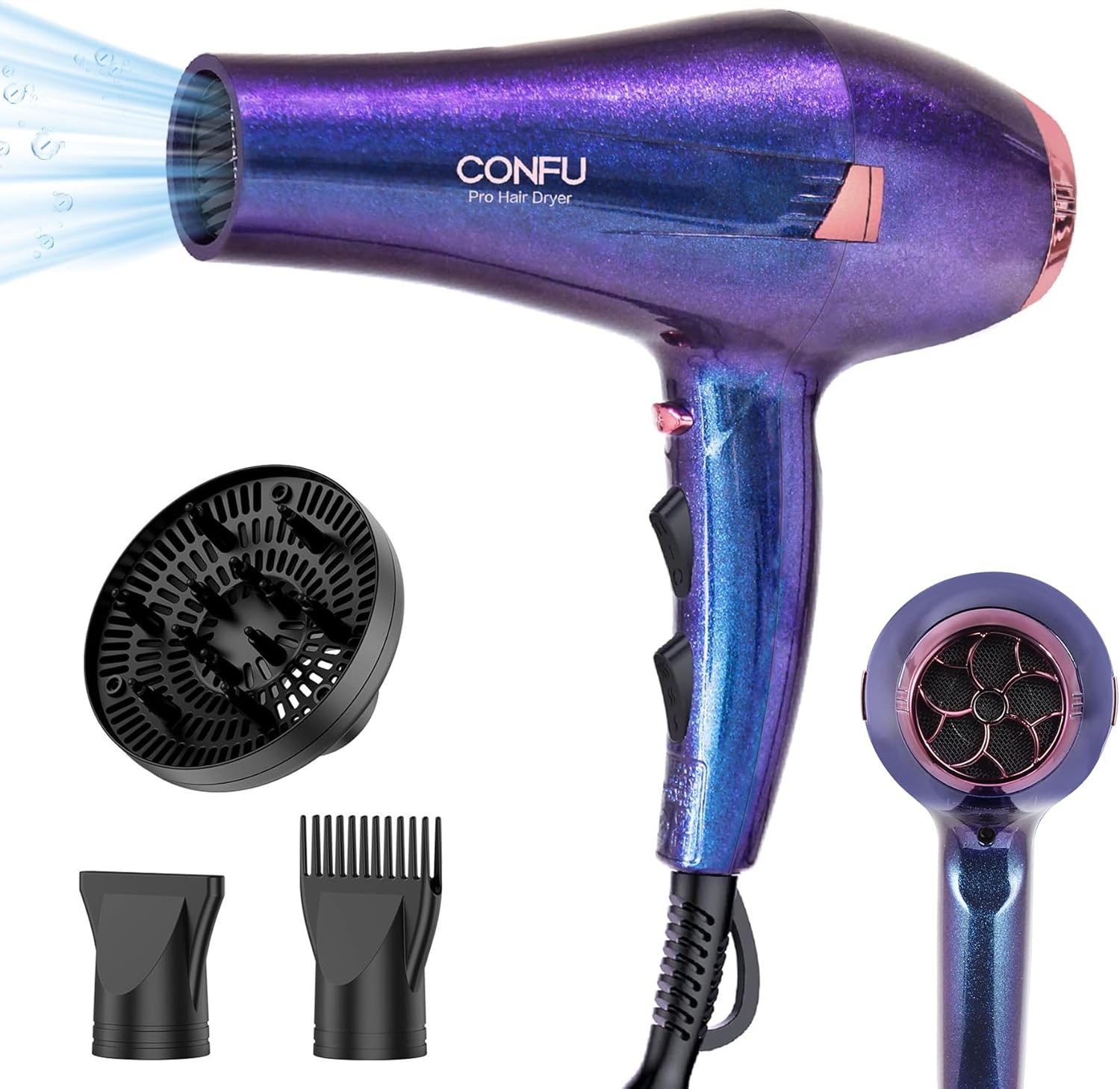CONFU Secador de pelo profesional, secador iónico profesional con d...