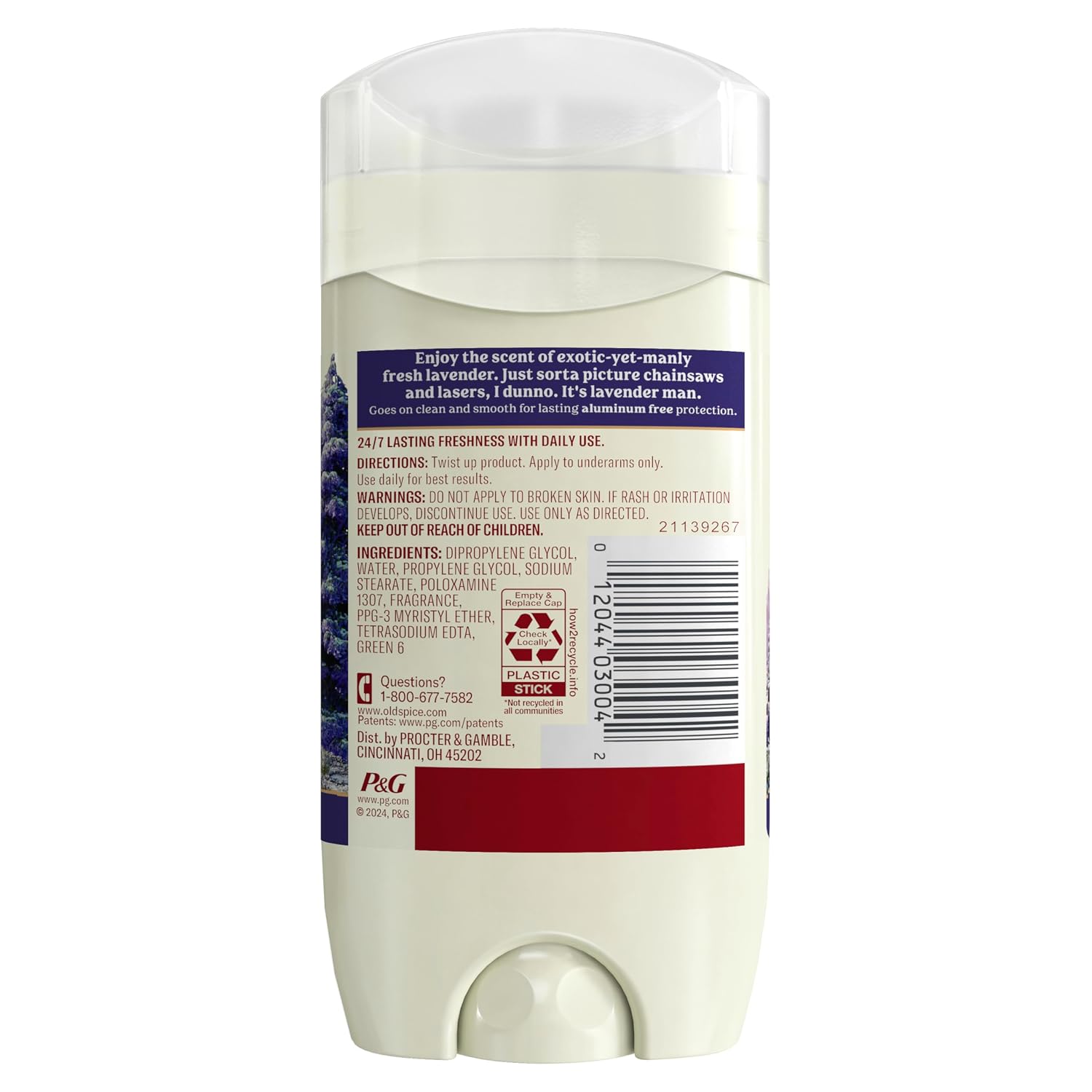 Old Spice Desodorante para hombre sin aluminio Wilderness con lavan...