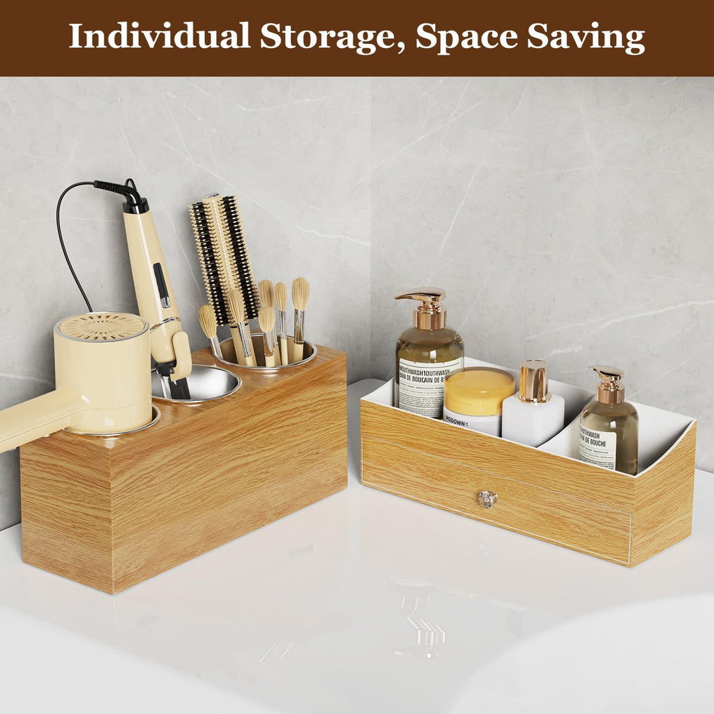 GFWARE Soporte acrílico para secador de cabello con cajón, organiza...