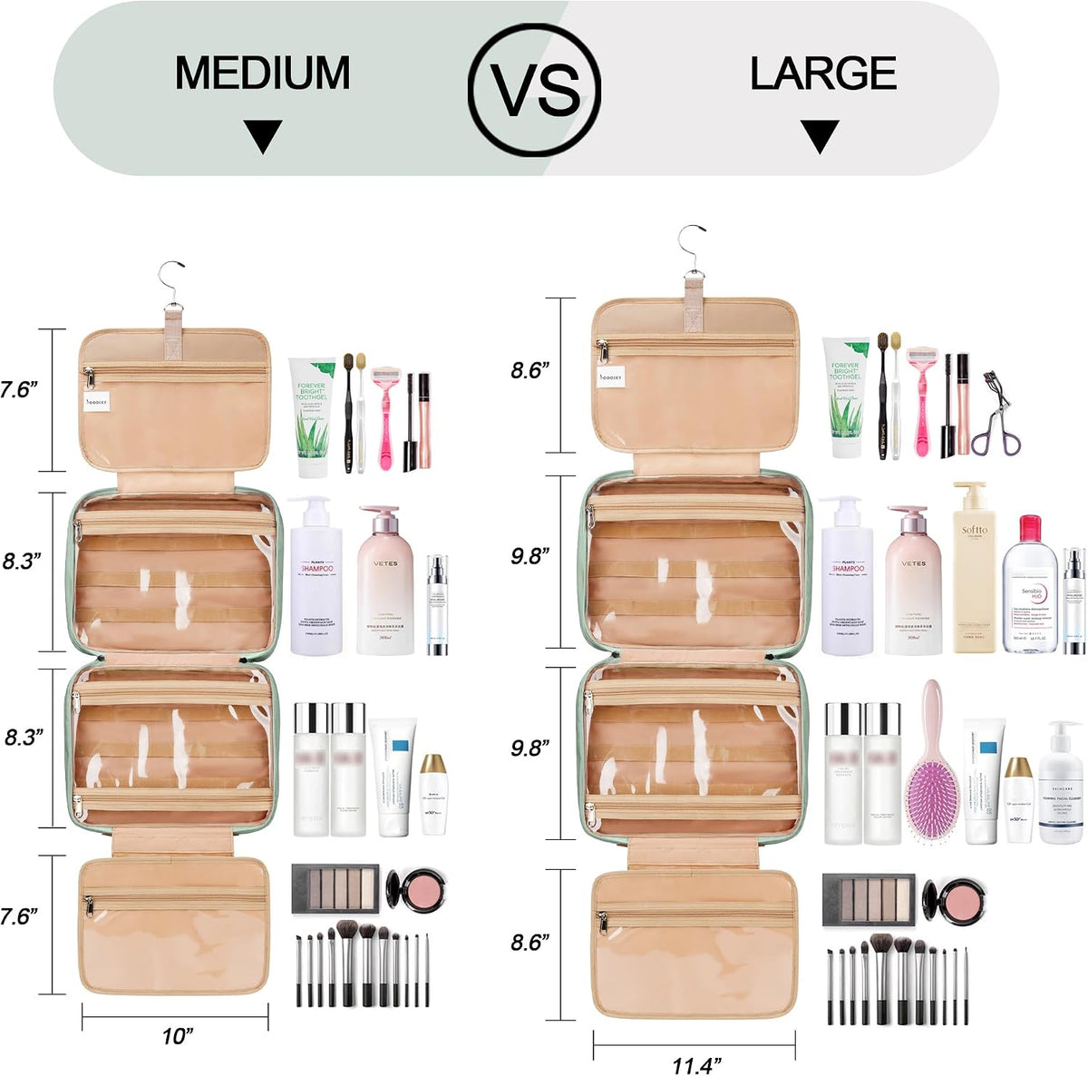 COOSKY Neceser colgante de viaje para mujeres y hombres, con 6 fund...
