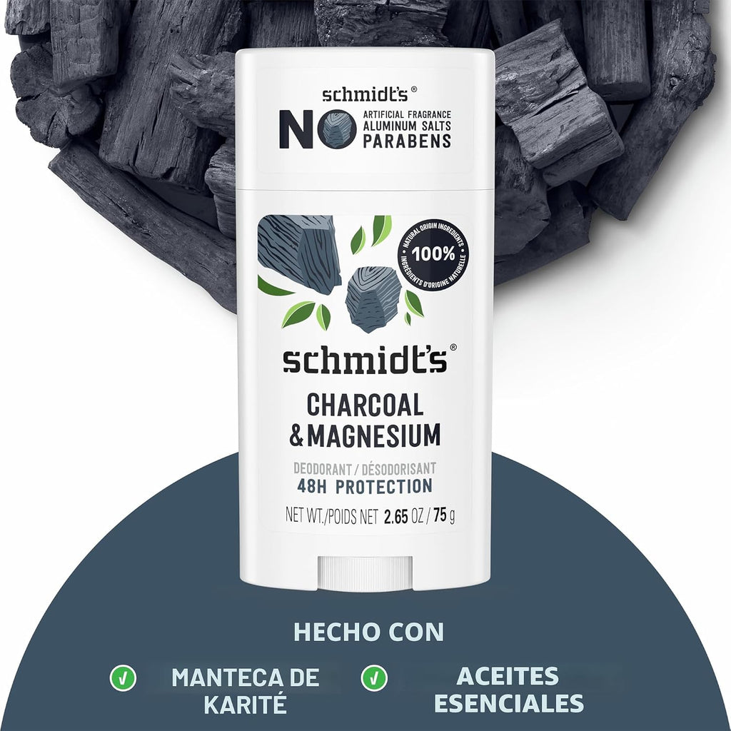 Schmidt's Desodorante sin aluminio vegano con carbón y magnesio...