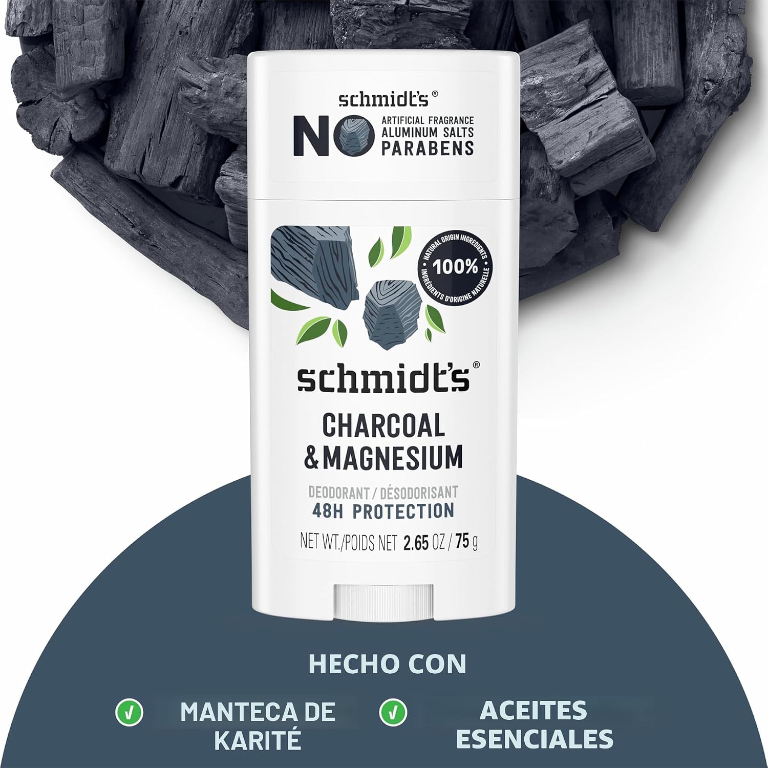 Schmidt's Desodorante sin aluminio vegano con carbón y magnesio...