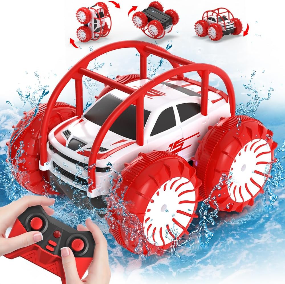 MaxTronic - Auto a control remoto anfibio, juguete de autos RC reca...