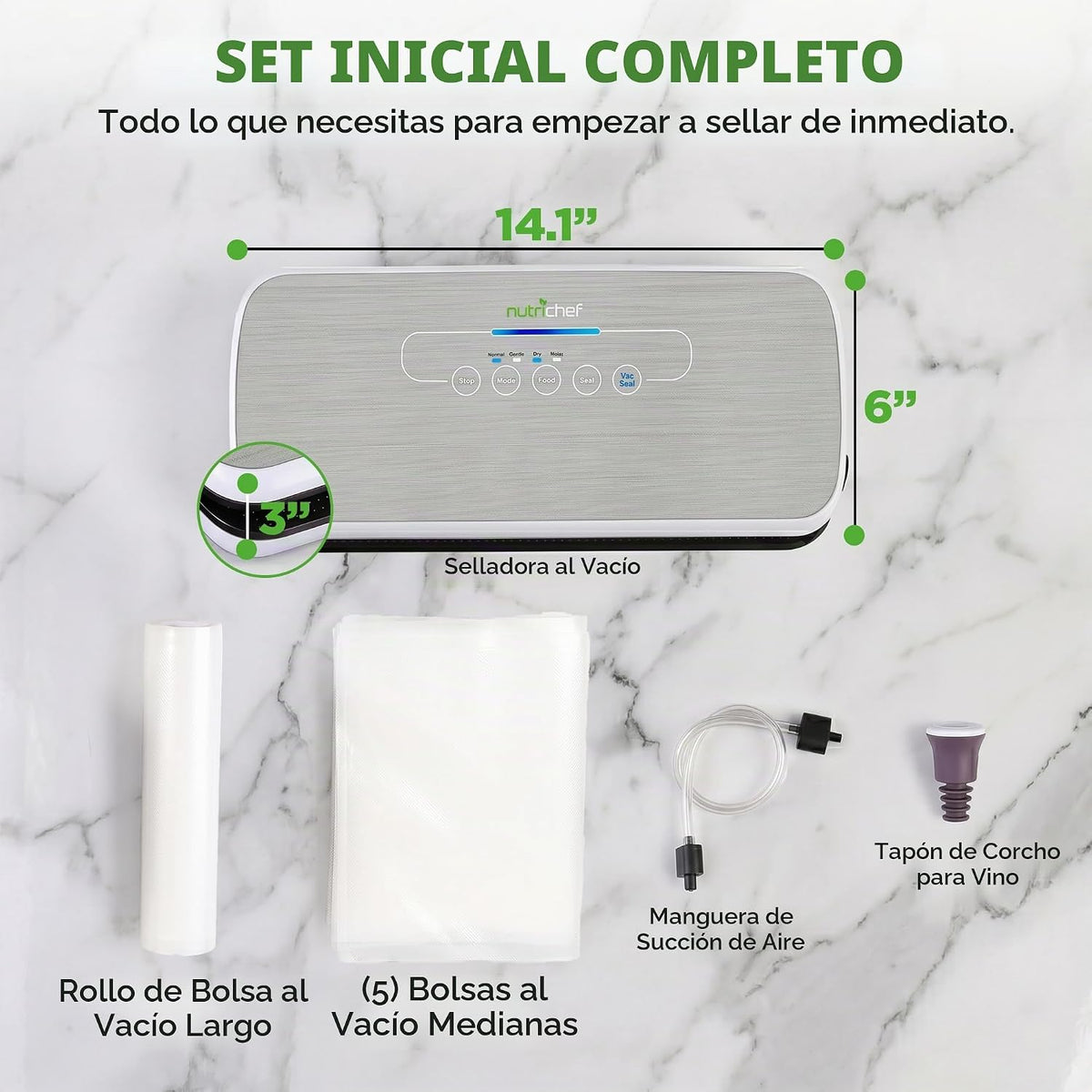 NutriChef Sistema automático de sellado de aire al vacío para conse...