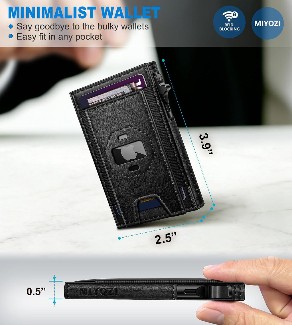 miyozi Billetera Airtag para hombres, delgada emergente porta tarje...
