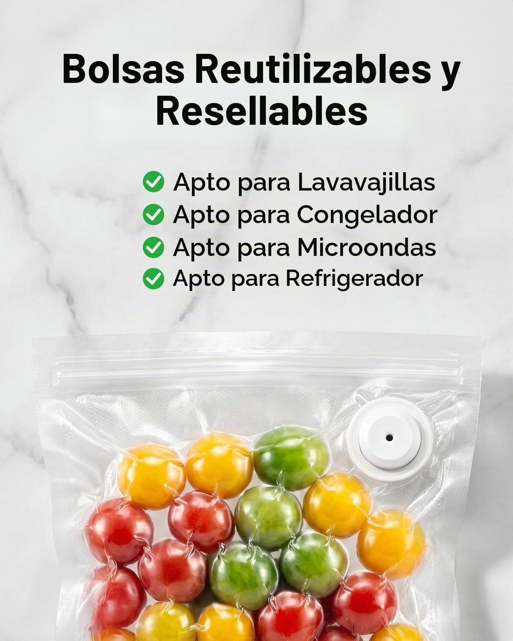 Odilona Bolsas reutilizables con sellado al vacío para alimentos, p...