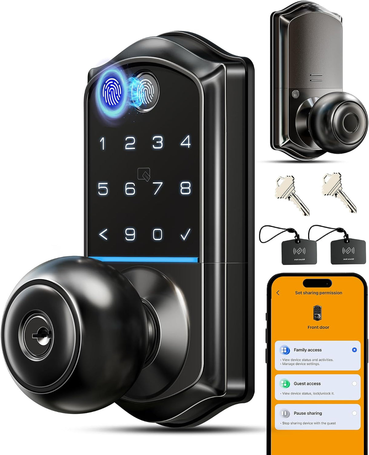 Veise VE018 - Cerradura inteligente para manija de puerta con tecla...