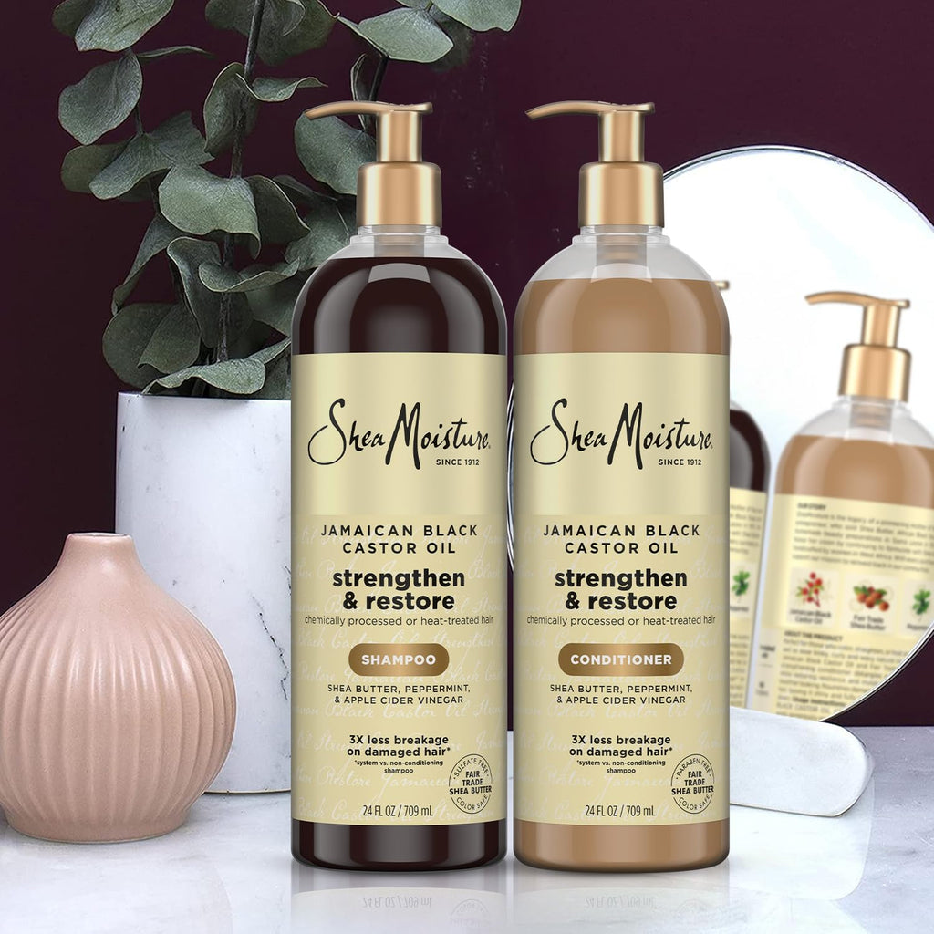 SheaMoisture - Juego de champú y acondicionador de aceite de ricino...