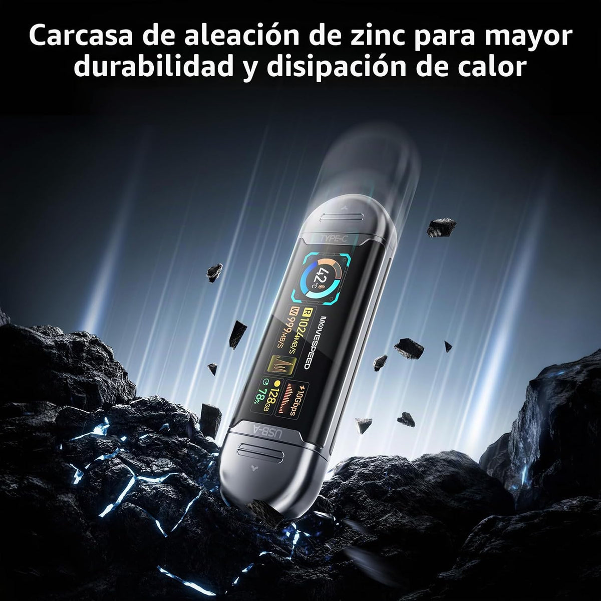 MOVE SPEED Unidad USB de 128 GB con pantalla inteligente 1090 MB\/s...