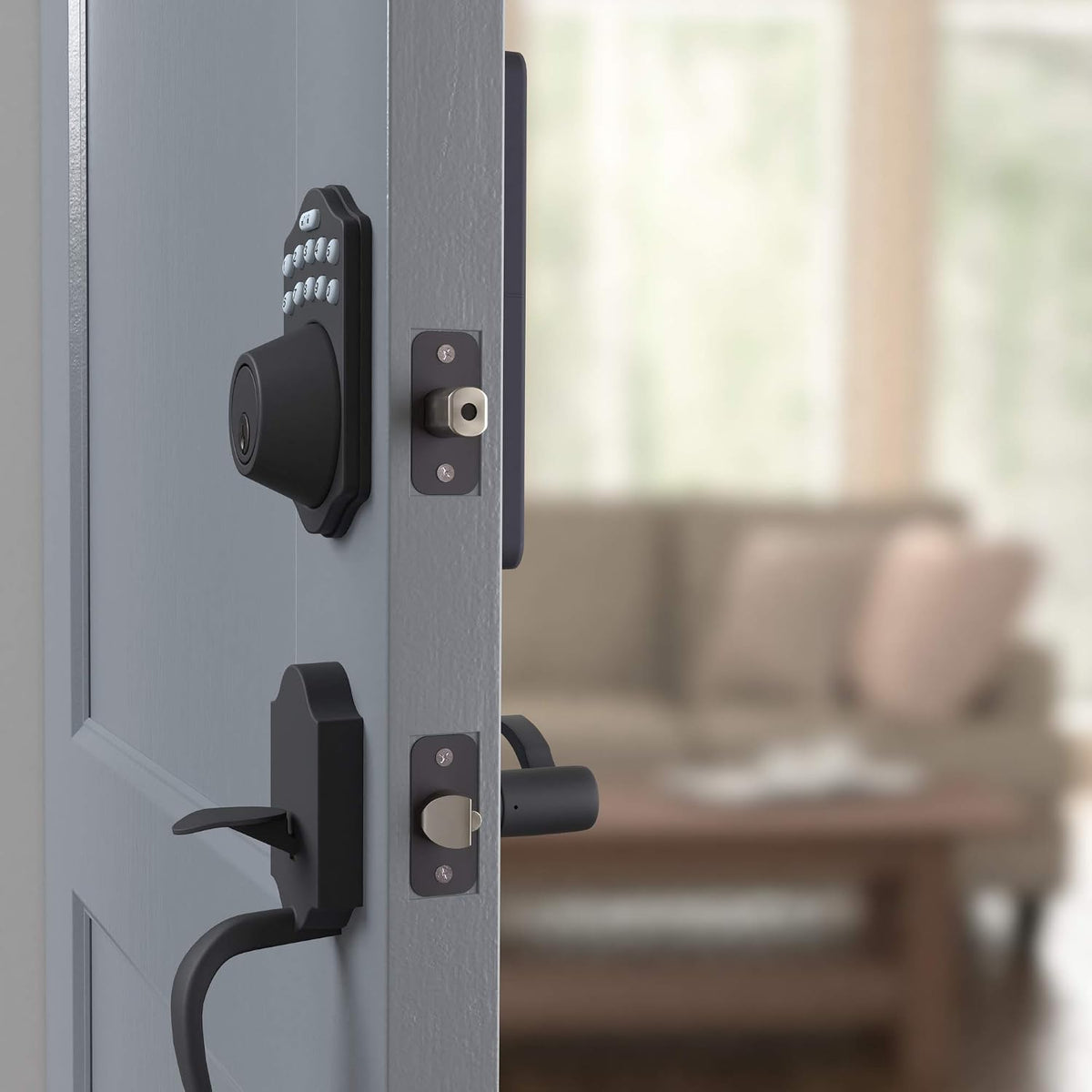 Amazon Basics Cerradura de puerta con teclado electrónico con bloqu...
