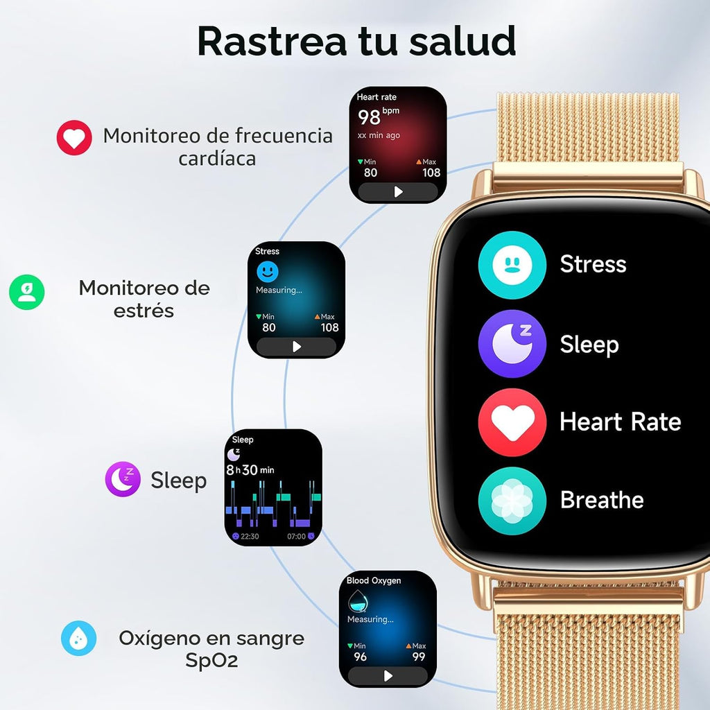 Reloj inteligente para hombres y mujeres, 1.85" HD, reloj intel...