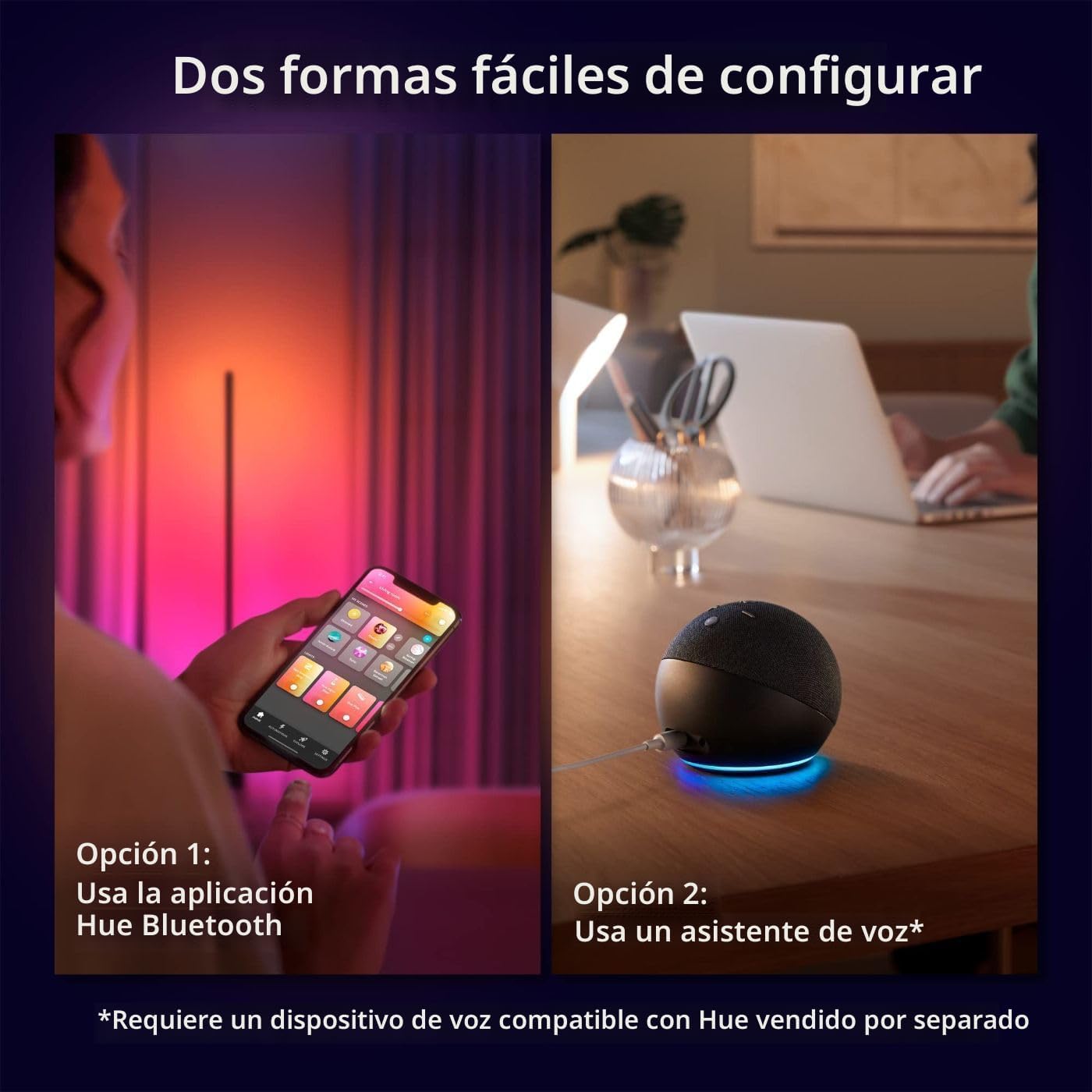 Philips Hue Lámpara de pie inteligente Signe, color blanco - Luz LE...