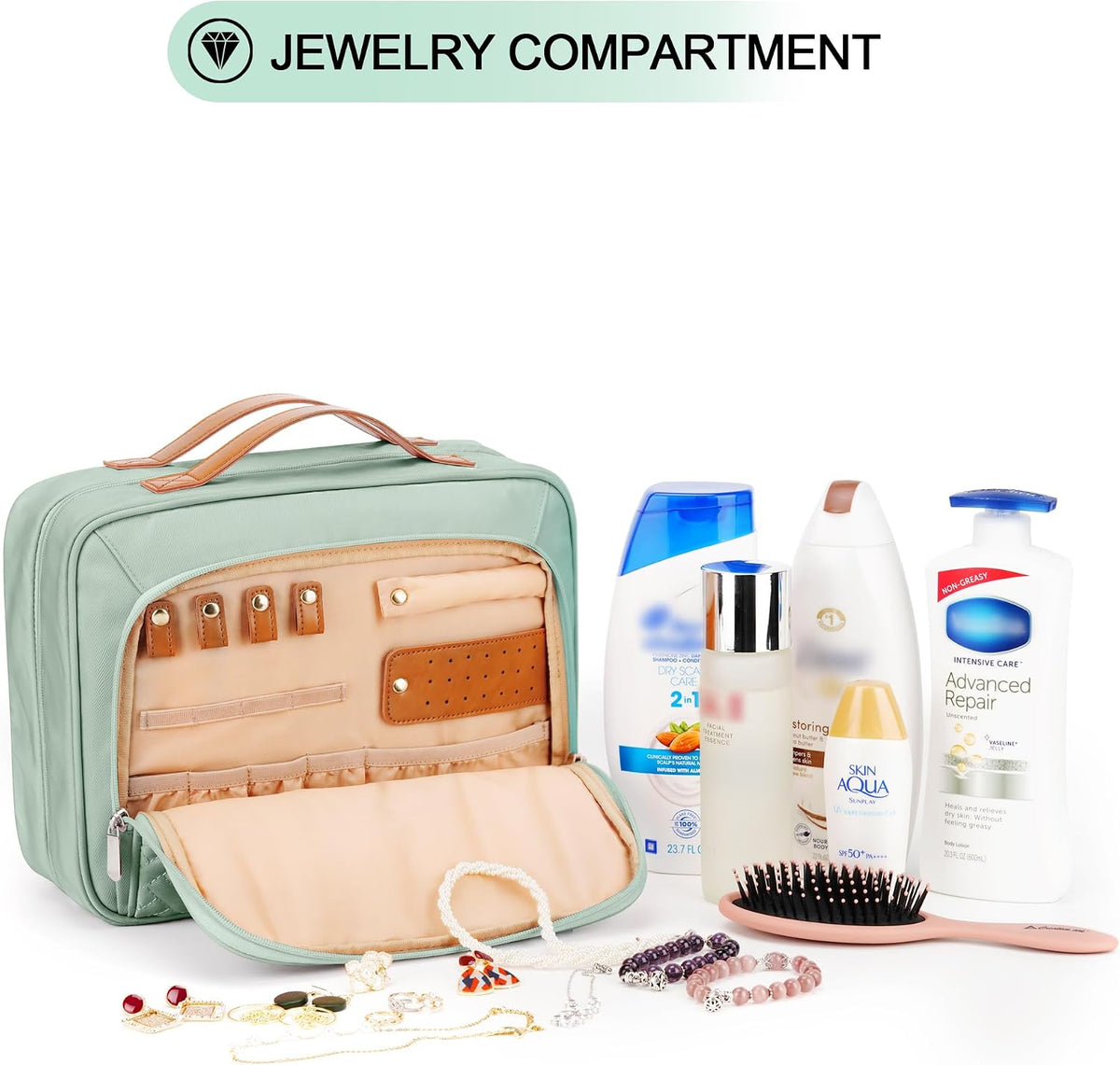 COOSKY Neceser colgante de viaje para mujer, artículos esenciales p...