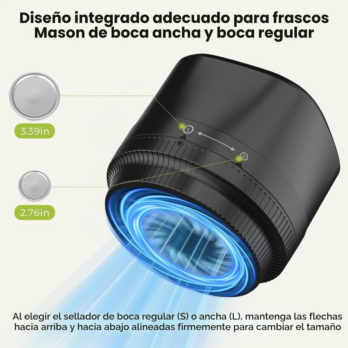 Kit de sellador al vacío de tarros Mason eléctrico, 3 en 1, 10 tapa...