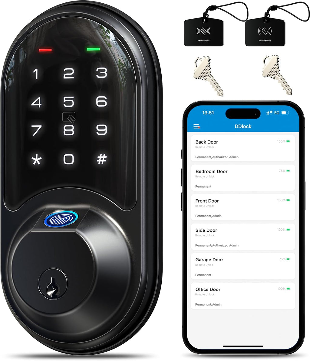 Veise RZ07 Cerradura de puerta inteligente con huella dactilar, con...