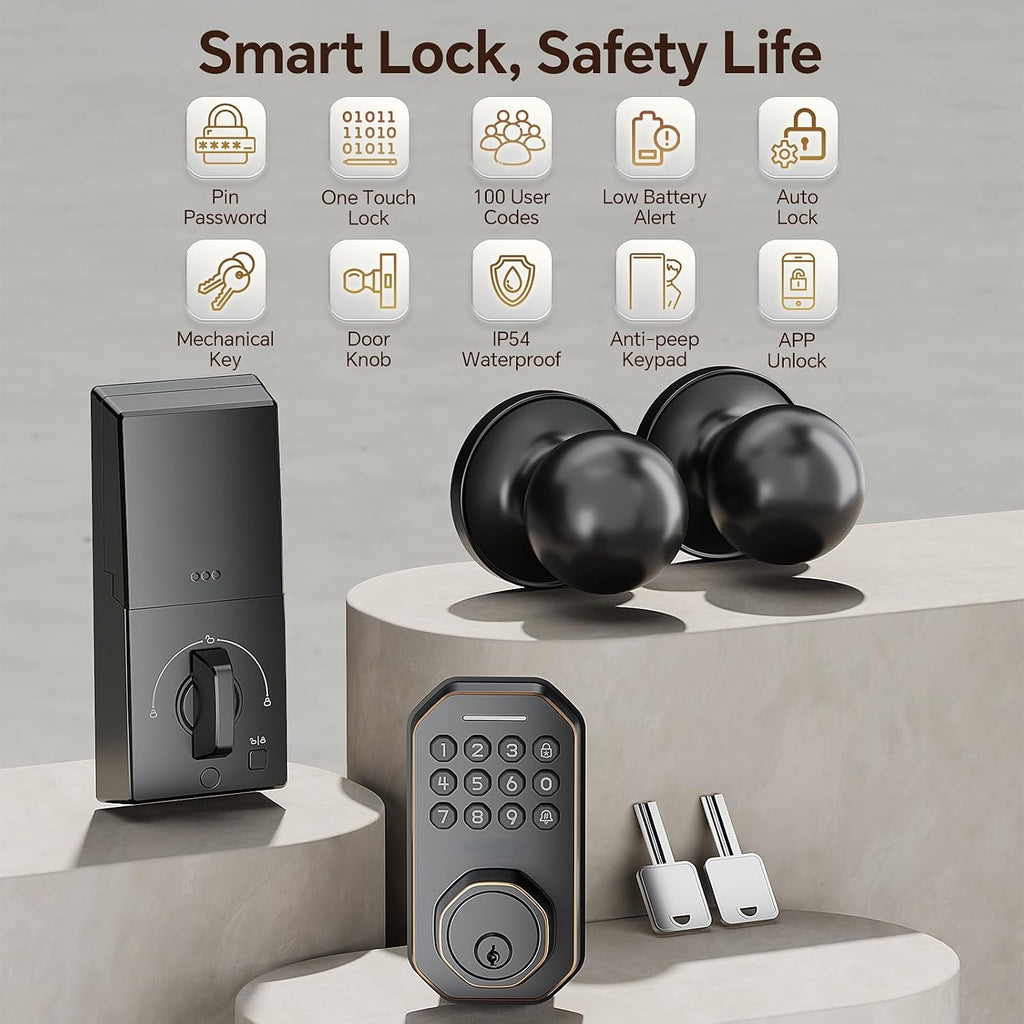 Ulecoce SL02A Cerradura de puerta de entrada sin llave con juego de...