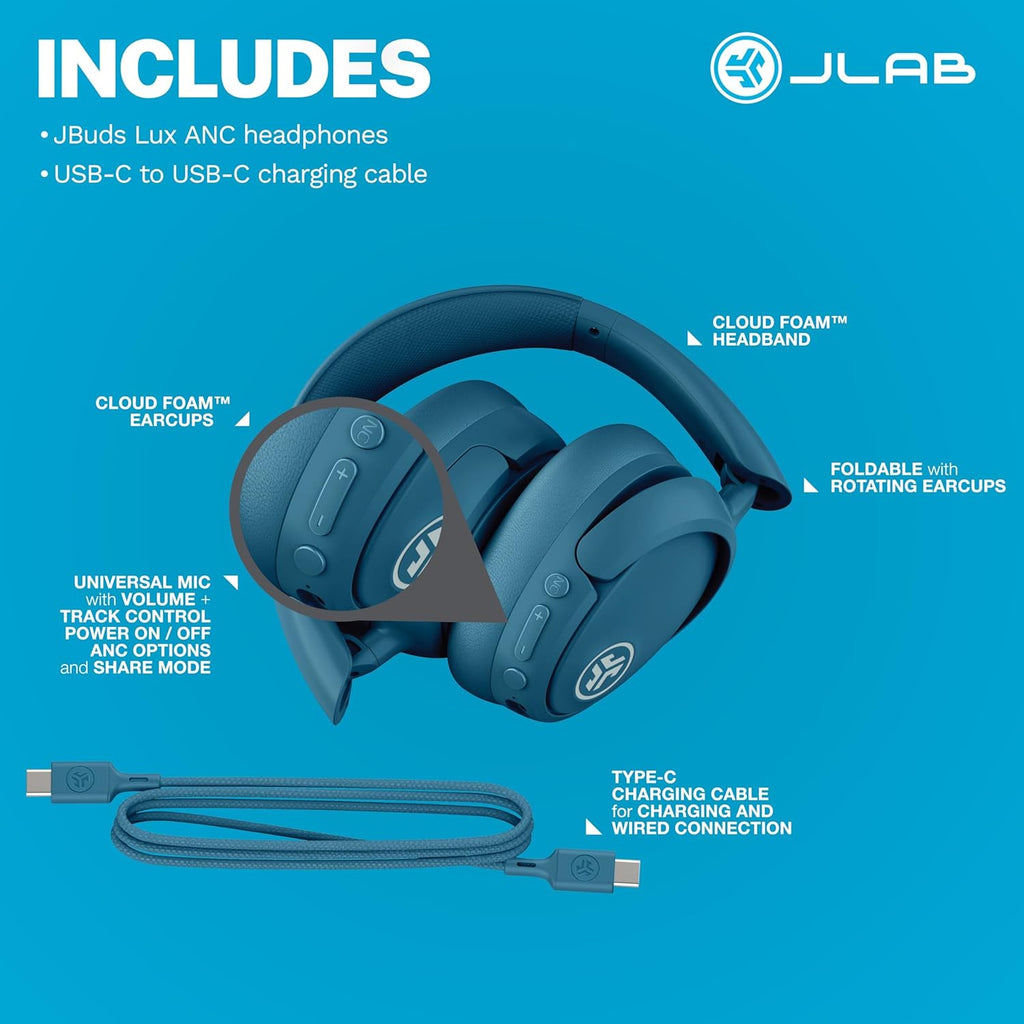 JLab JBuds Lux ANC, auriculares sobre la oreja, cancelación activa...