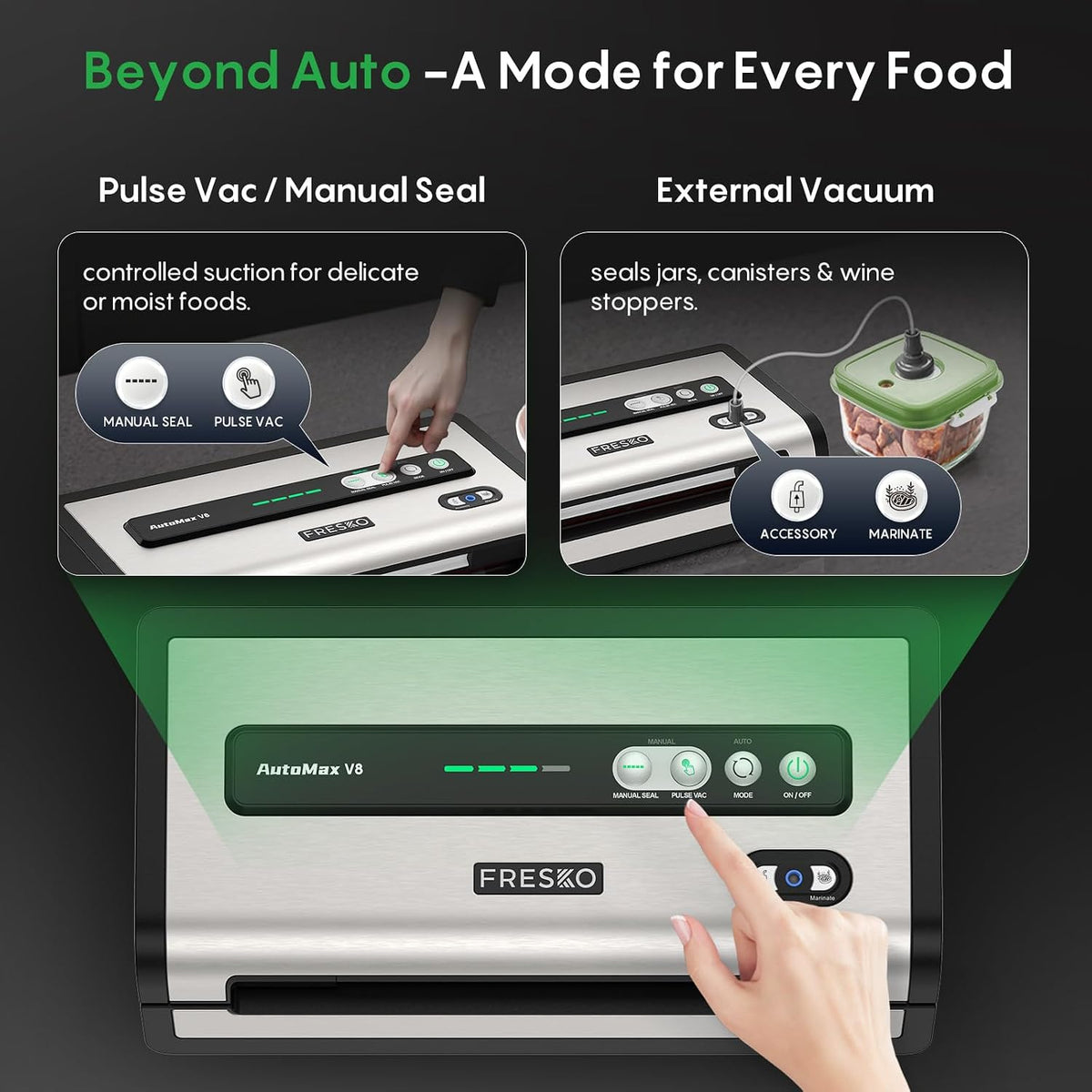FRESKO Sellador de vacío automático para alimentos, sello continuo...