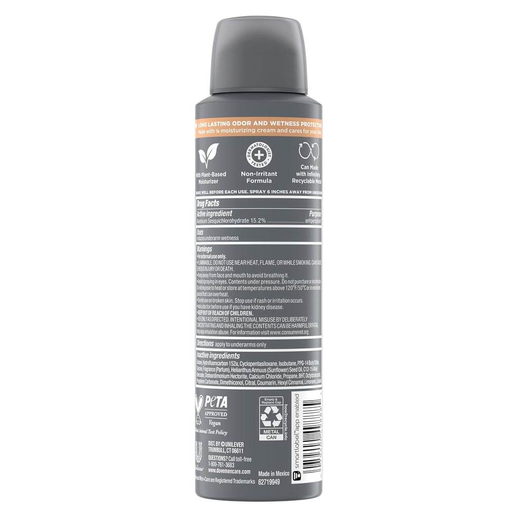 Antitranspirante en espray Dove Men+Care seco, madera de cedro + to...