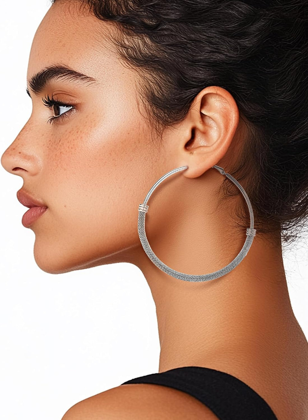 PROSTEEL 12\/16\/24\/32\/40 Pulgadas Aretes de Aro Gruesos para Muj...