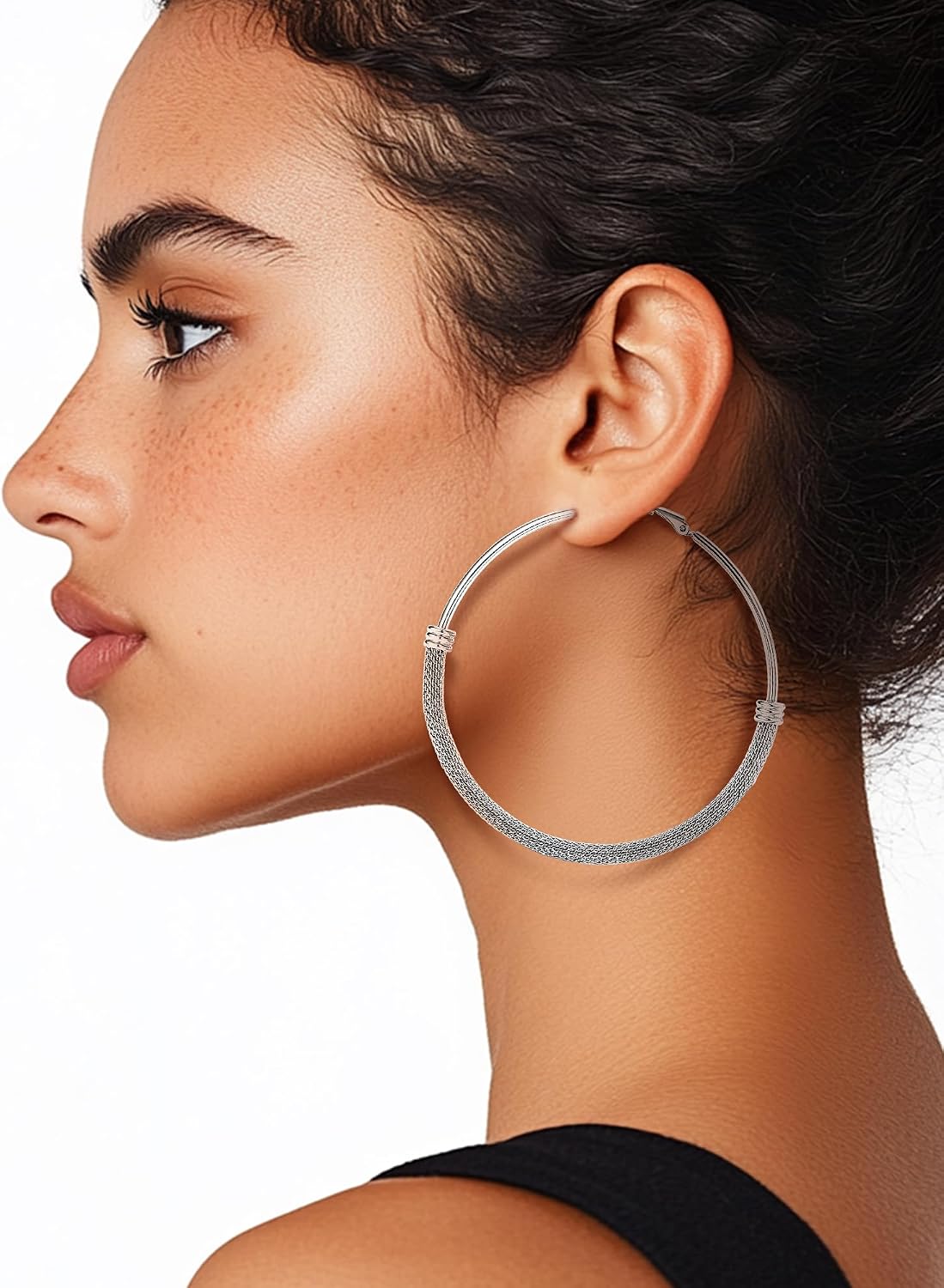 PROSTEEL 12\/16\/24\/32\/40 Pulgadas Aretes de Aro Gruesos para Muj...