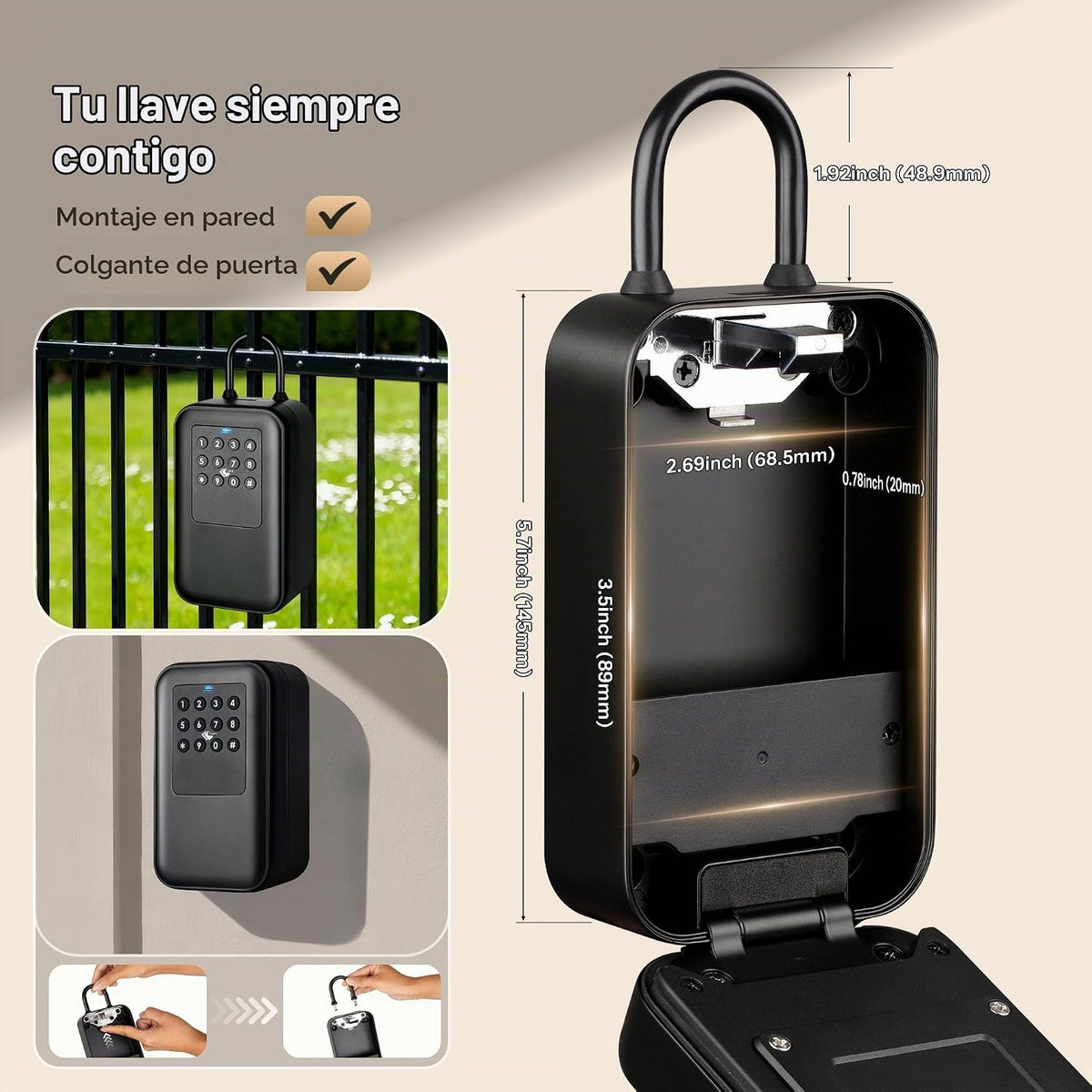 Moquin Caja de bloqueo inteligente con llave Bluetooth \u2013 Contr...
