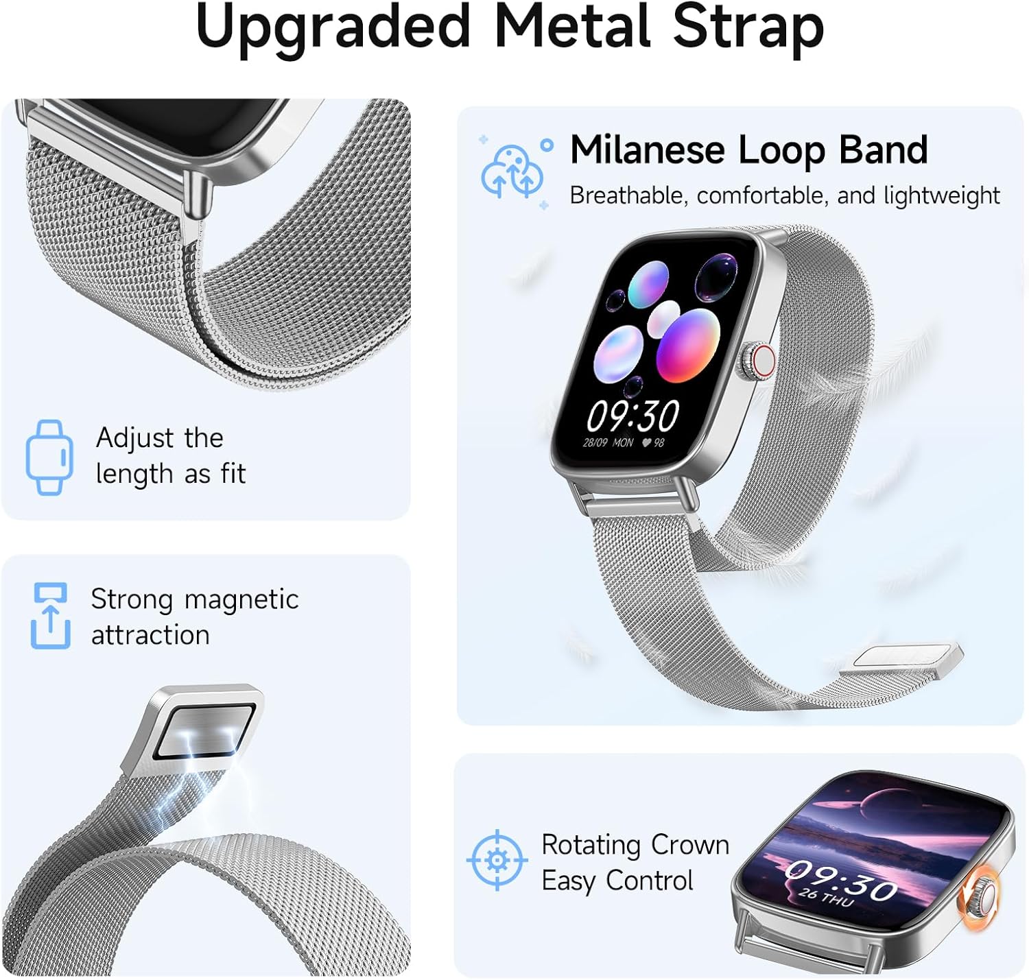 Reloj inteligente para hombres y mujeres, reloj inteligente HD de 1...